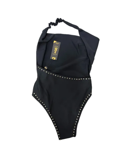 Christian Audigier Icon One Piece Rhinestone Black Swimsuit CA02-24SW-Rs