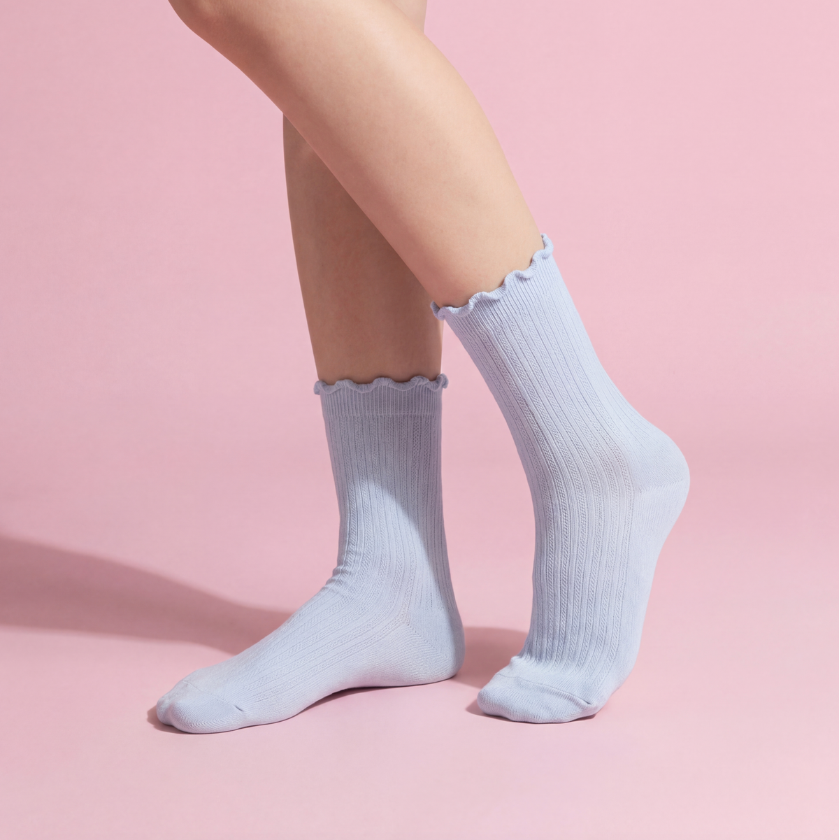 Anna-Kaci Women's 4-Pair Pack Soft Ribbed Ankle Socks with Ruffled Edge Trim Lightweight Knit Design in Multiple Color Combinations