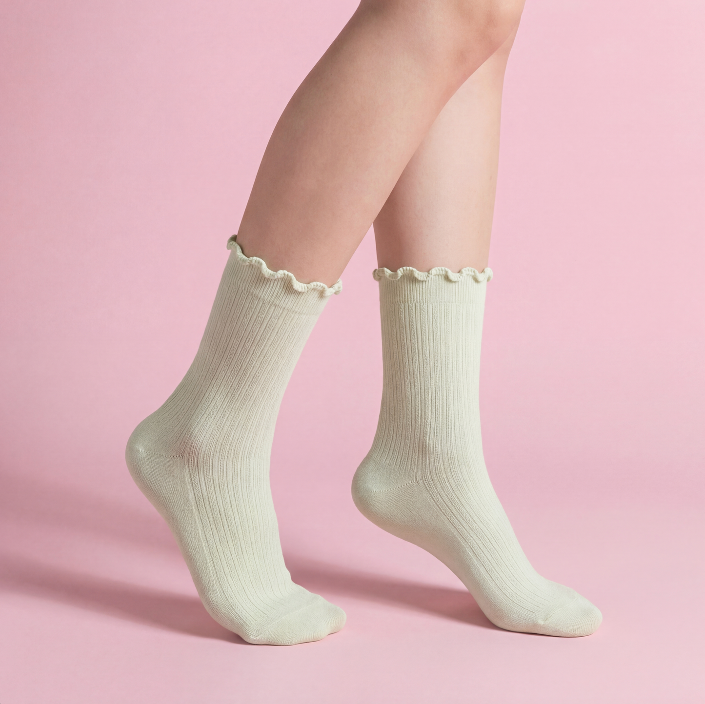 Anna-Kaci Women's 4-Pair Pack Soft Ribbed Ankle Socks with Ruffled Edge Trim Lightweight Knit Design in Multiple Color Combinations