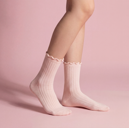 Anna-Kaci Women's 4-Pair Pack Soft Ribbed Ankle Socks with Ruffled Edge Trim Lightweight Knit Design in Multiple Color Combinations