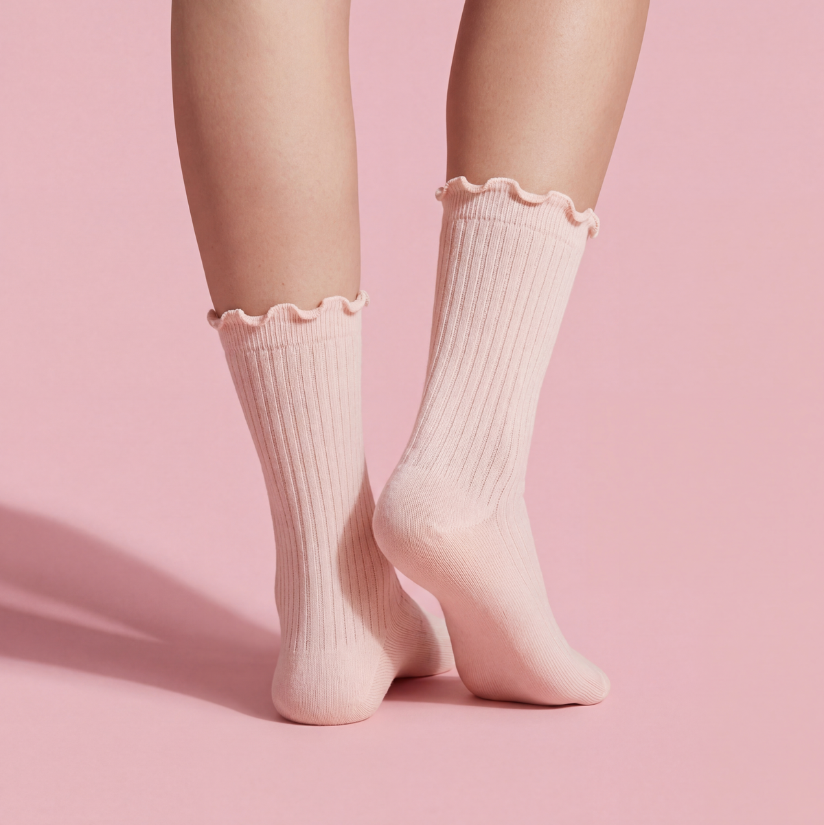 Anna-Kaci Women's 4-Pair Pack Soft Ribbed Ankle Socks with Ruffled Edge Trim Lightweight Knit Design in Multiple Color Combinations