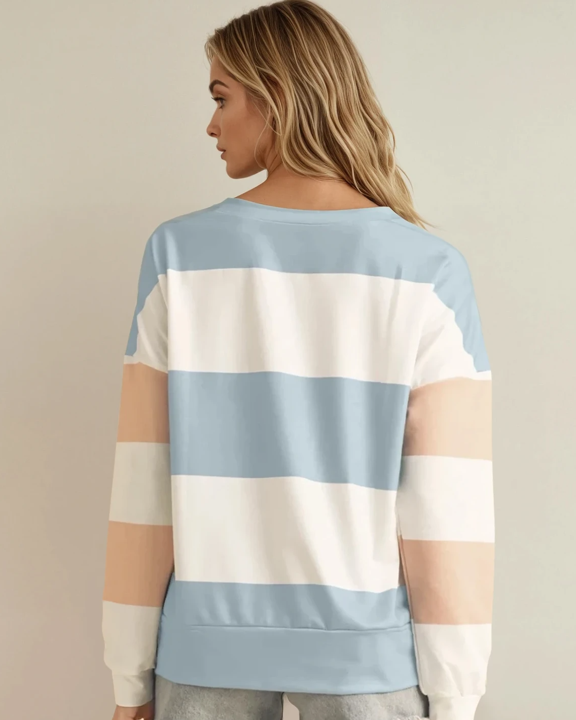 Ashlyn Lightweight Colorblock Sweatshirt - Blue