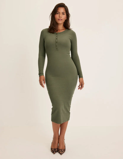 SculptRib™ Cotton Henley Dress