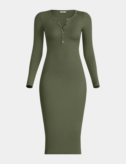 SculptRib™ Cotton Henley Dress