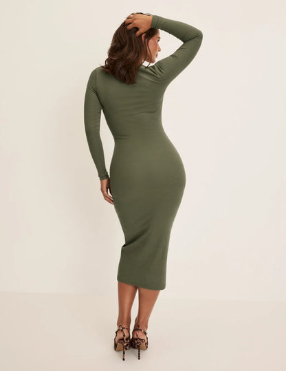 SculptRib™ Cotton Henley Dress