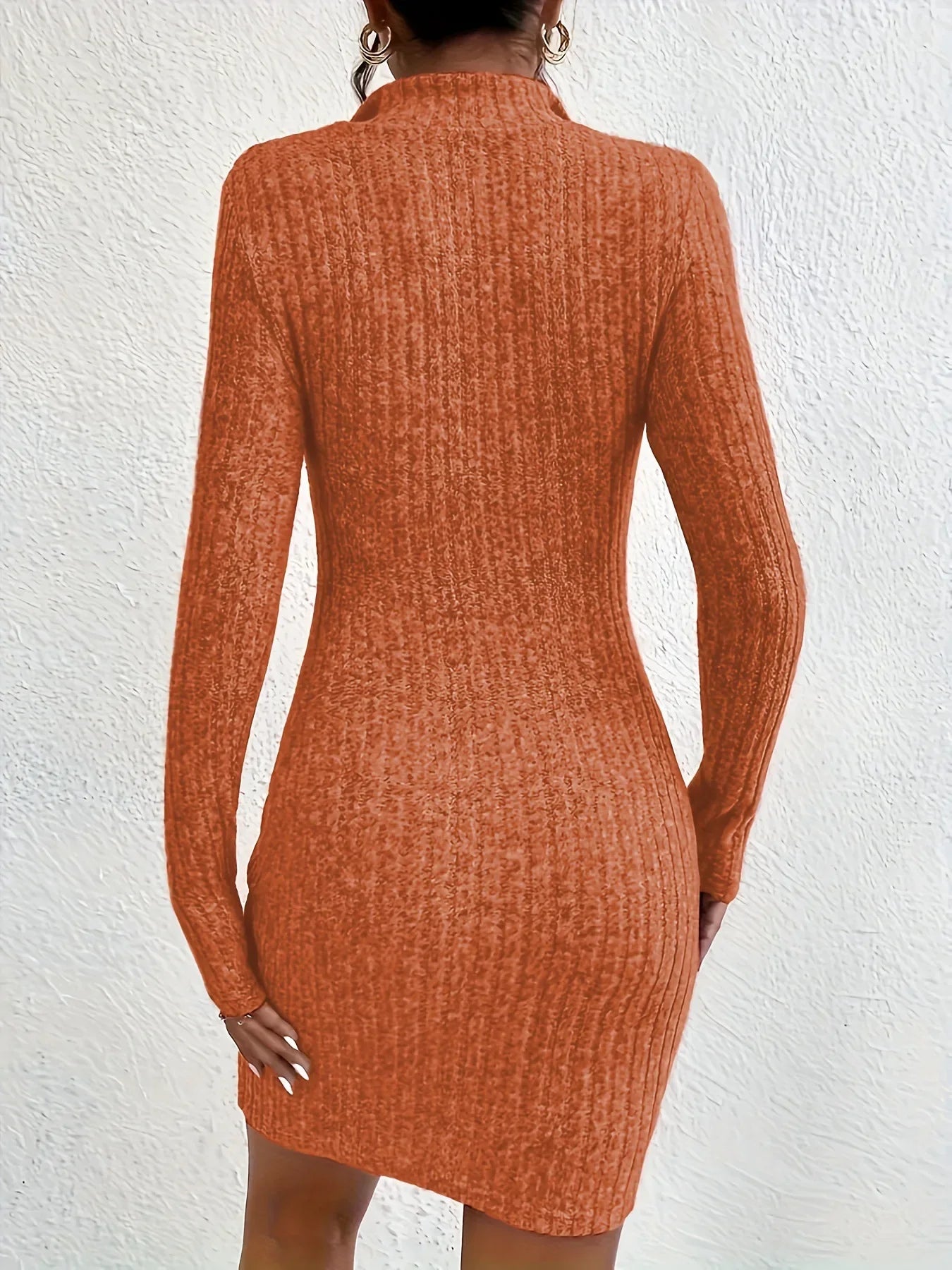 Fashion Solid Mini Dress Casual Plain Long Sleeve Bodycon Party Hip Wrap Dresses Robe