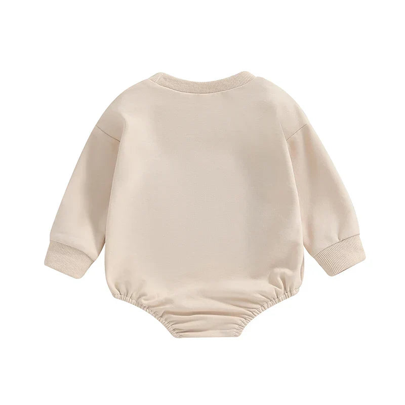 Baby Girls Boys Little Bean Bodysuit Long Sleeve Letter Embroidery Casual Playsuit Romper
