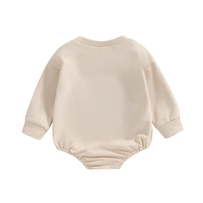 Baby Girls Boys Little Bean Bodysuit Long Sleeve Letter Embroidery Casual Playsuit Romper