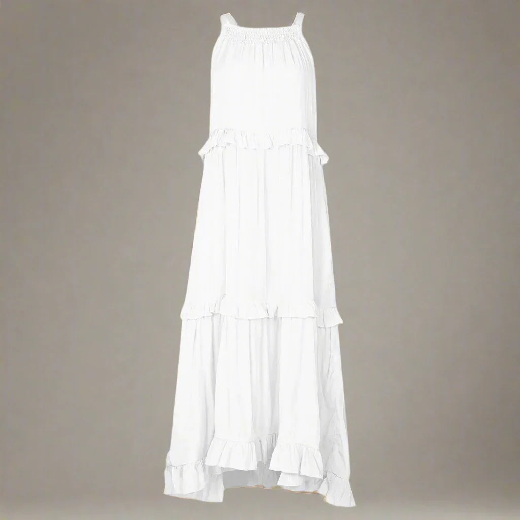 Elegant Apricot Ruffle Maxi Dress