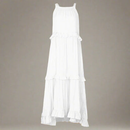 Elegant Apricot Ruffle Maxi Dress