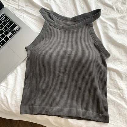 Women's Small Strap Vest Outdoor Wear Summer Beautiful Ba Sports Yoga Hanging Ne Top with Chest Pad Matching Underwear
