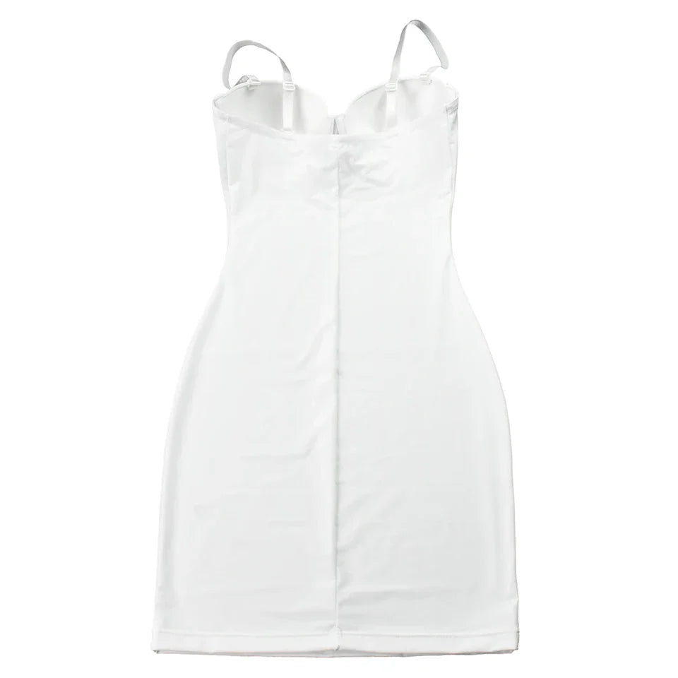 Short Bodycon Dress Backless Skinny Straps Solid Casual  Sleeveless Summer High Waist Club Slim Mini Dresses Ladies Basic