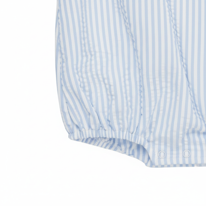Blue Seersucker Bubble Romper