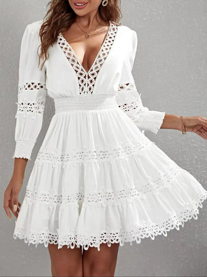 Mini Dress Women Spring Casual Elegant Vintage Patchwork Office Dresses For Women Robe