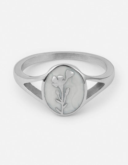 Elevated Faith Silver Wildflower Signet Ring