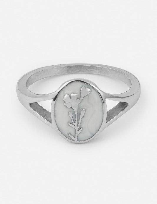 Elevated Faith Silver Wildflower Signet Ring