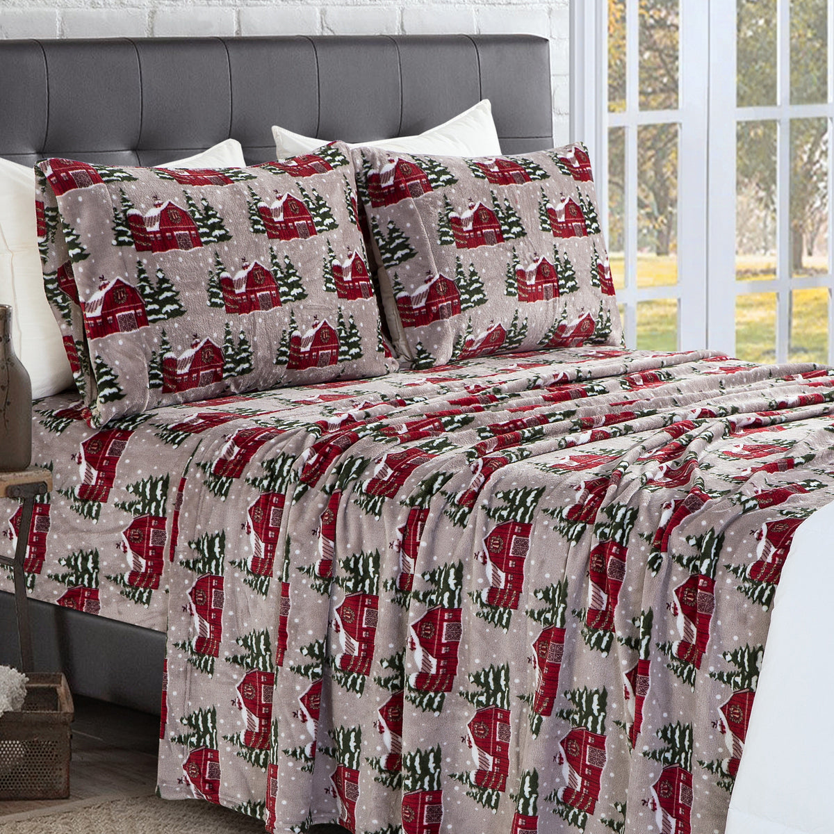 Elegant Comfort 4-Piece Holiday Christmas Velvet Plush Flannel Sheet Set