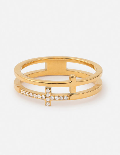 Elevated Faith Stacked Cross Gem Ring