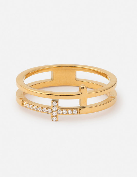 Elevated Faith Stacked Cross Gem Ring