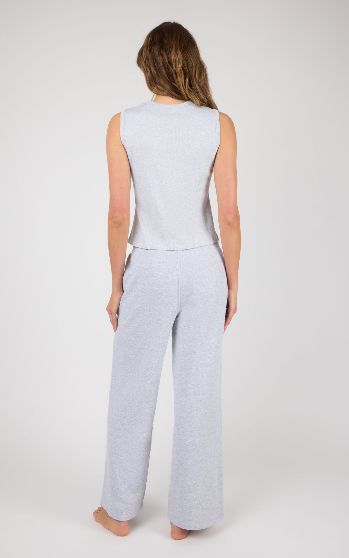 90 Degree by Reflex Ribbed Tank & Loop Terry Wide Leg Pant Set