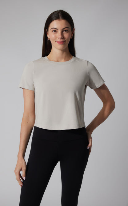 90 Degree by Reflex 2 PK Airlite Cotton Boxy Cropped Short Sleeve Tee