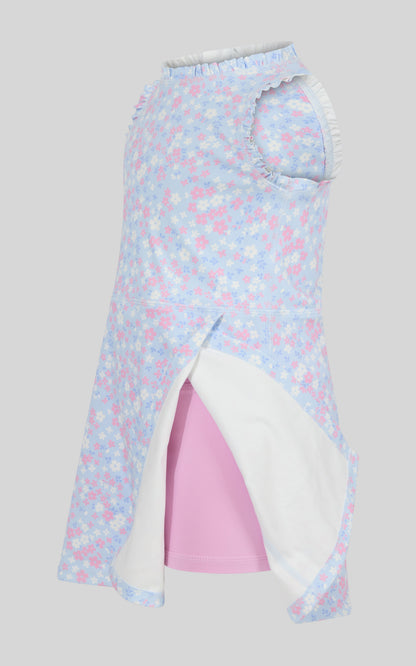 90 Degree by Reflex Toddler Girls Ruffle Dress & 3" Short & Bow Scrunchie