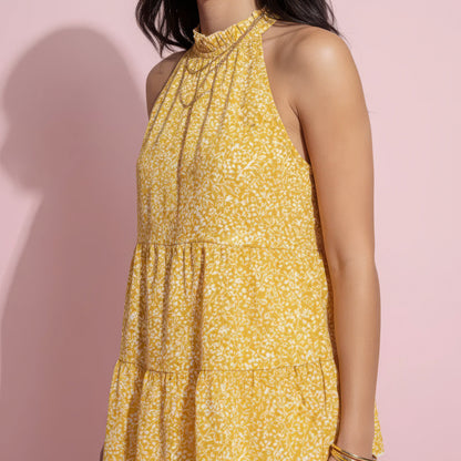 Floral Halter Tiered Blouse