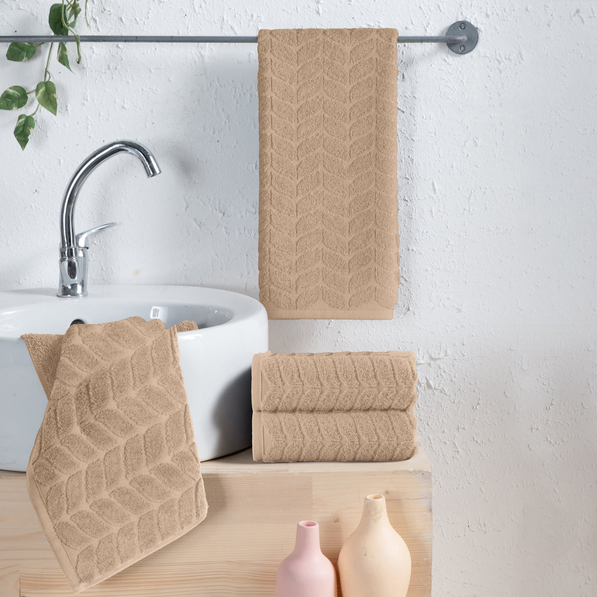 Elegant Comfort 4-Pack Premium Turkish Cotton Braided Hand Towel Set, 16 x 28 inch