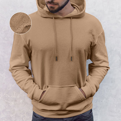 Elegant Comfort Men Casual Sherpa-Lined Cotton Hoodie