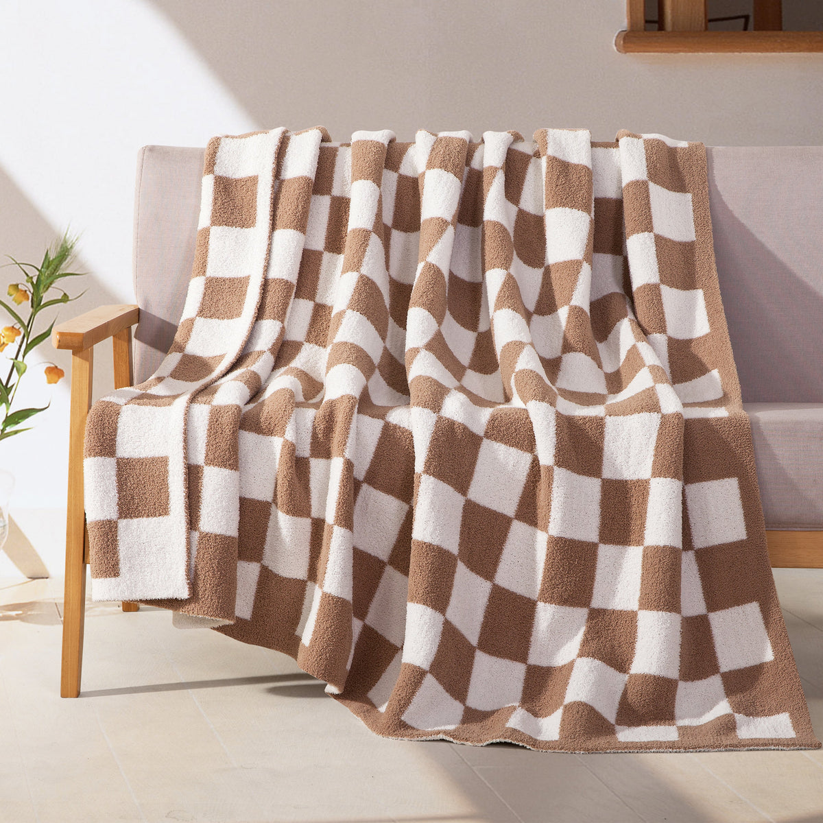 Elegant Comfort 50" x 70"  Ultra Soft Checkered Knitted Throw Blanket