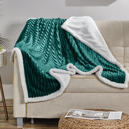 Elegant Comfort Corduroy Design Luxury Sherpa Blanket