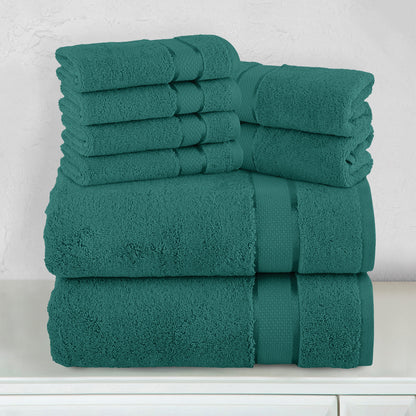 Elegant Comfort 8-Piece Turkish Cotton Towel Set, 4 Washcloths, 2 Hand Towels and 2 Bath Towels