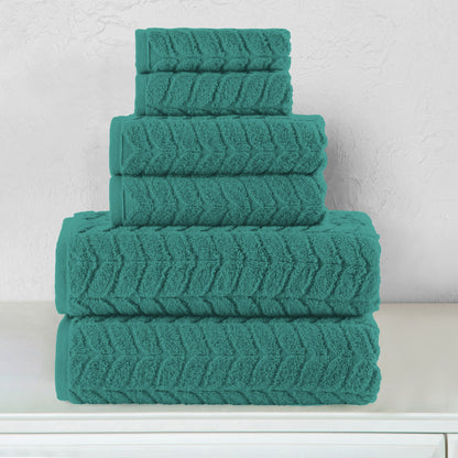 Elegant Comfort 6-Piece Turkish Cotton Braided Towel Set, 2 Washcloths, 2 Hand Towels and 2 Bath Towels