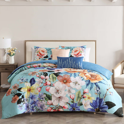 Bebejan Turquoise Reverie 5 Piece Reversible Comforter Set