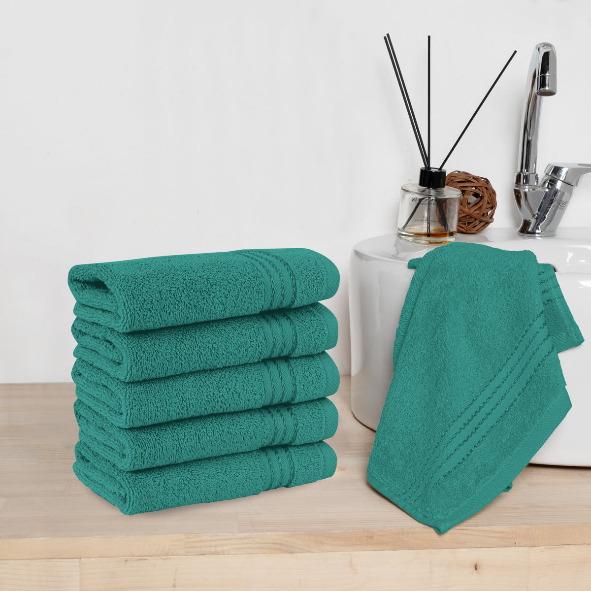 Elegant Comfort 6 Pack Premium Turkish Cotton Washcloths Set, 13 x 13 inch