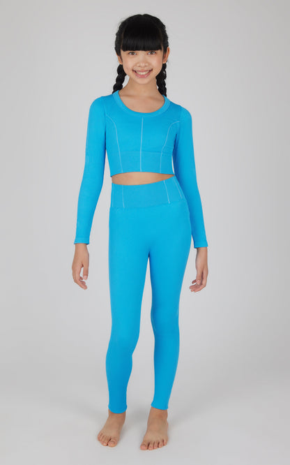 90 Degree by Reflex Girls 2 PC Seamless Ribbed Long Sleeve Top and Legging Set