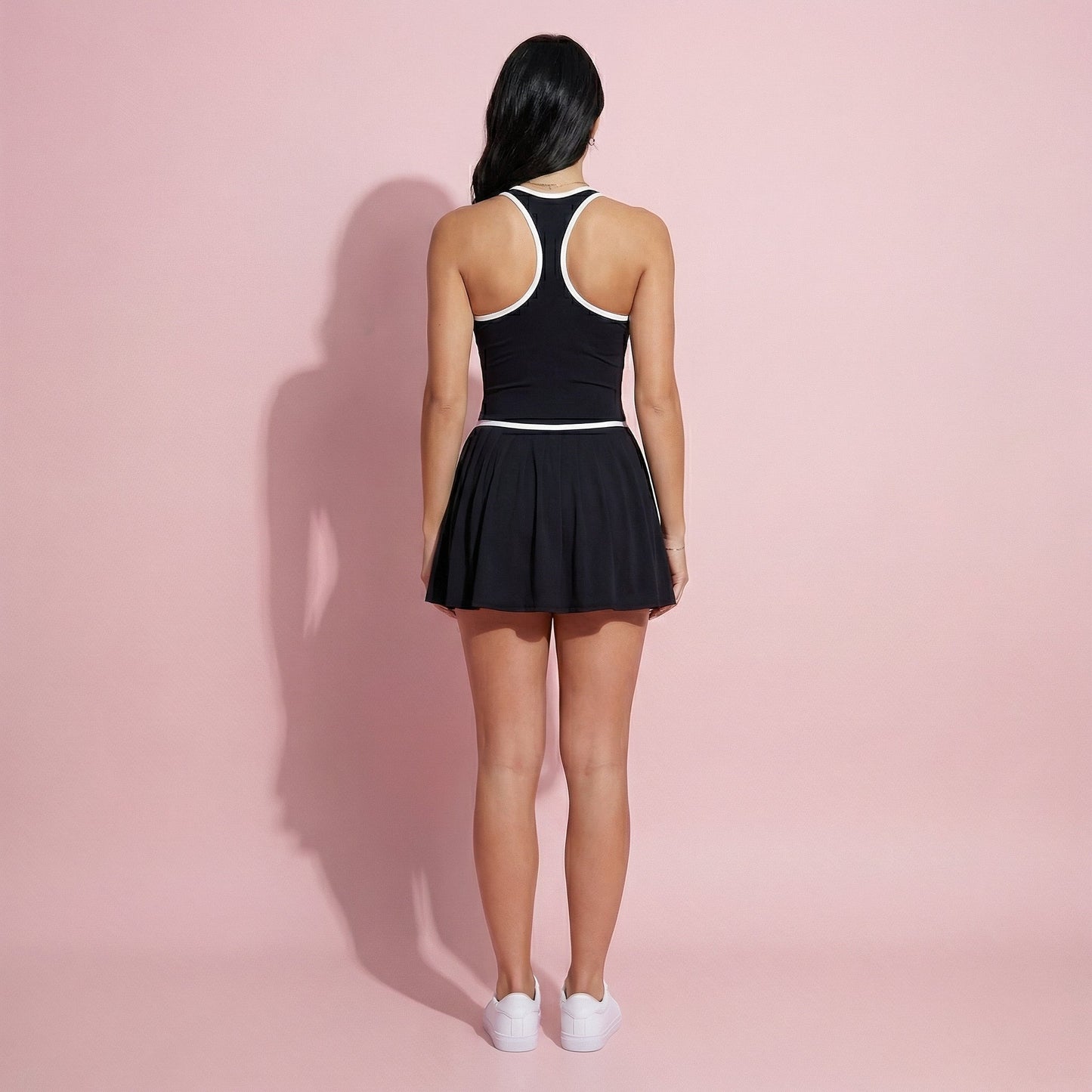 Anna-Kaci Active Women's Active Pleated Tennis Dress with Contrast Trim and Built-In Shorts