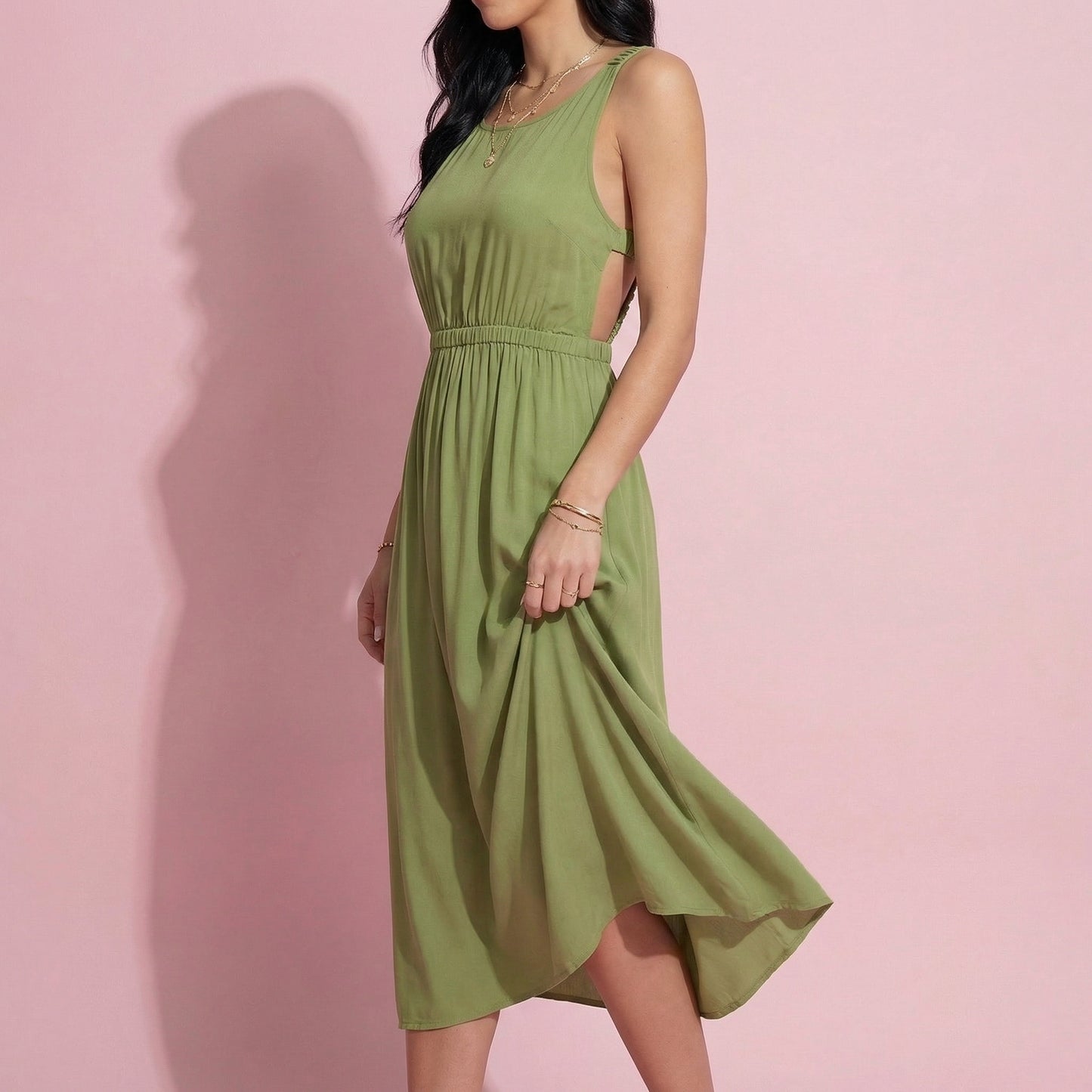 Solid Sexy Back Dress