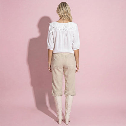 Square Neck Eyelet Trim Blouse