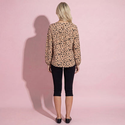 V Neck Cheetah Print Blouse