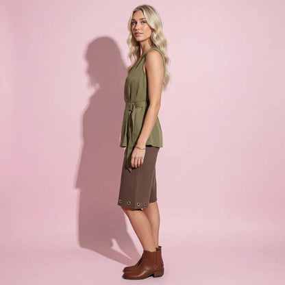 Solid Belted Wrap Blouse