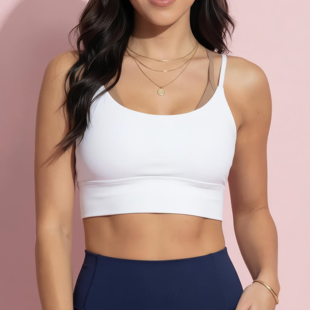 Anna-Kaci Active Women's Scoop Neck Sports Bra with Double Strap Back and Soft Stretch Fabric