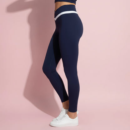 Anna-Kaci Active Women's Crossover Waist Colorblock Full Length Leggings with Stretch Fit Fabric and Contoured Silhouette