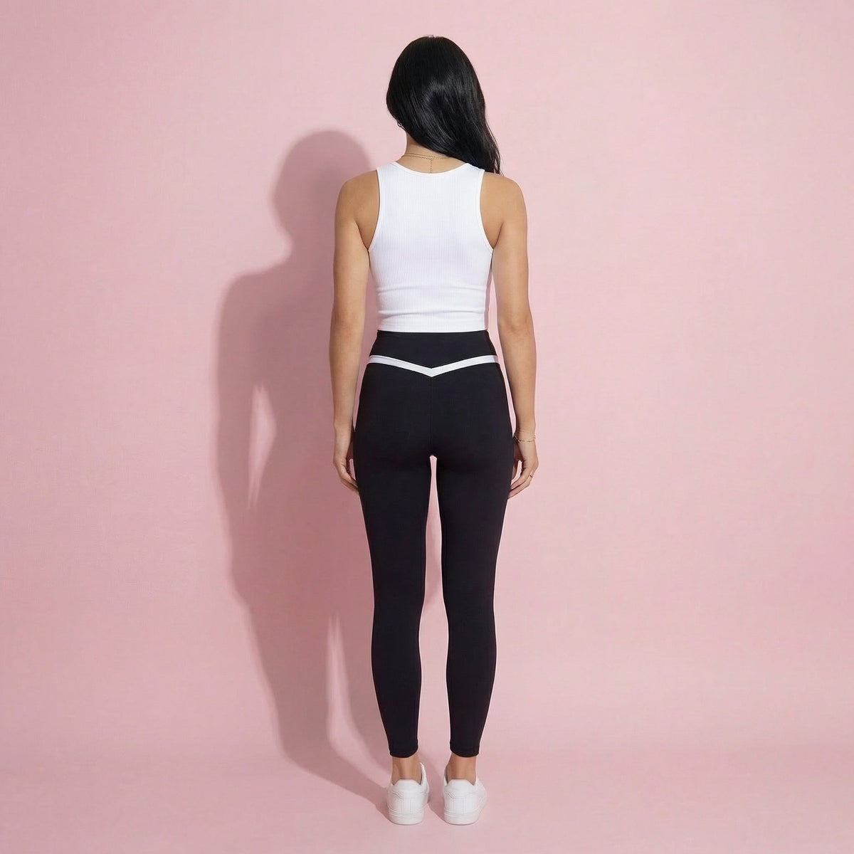 Anna-Kaci Active Women's Crossover Waist Colorblock Full Length Leggings with Stretch Fit Fabric and Contoured Silhouette