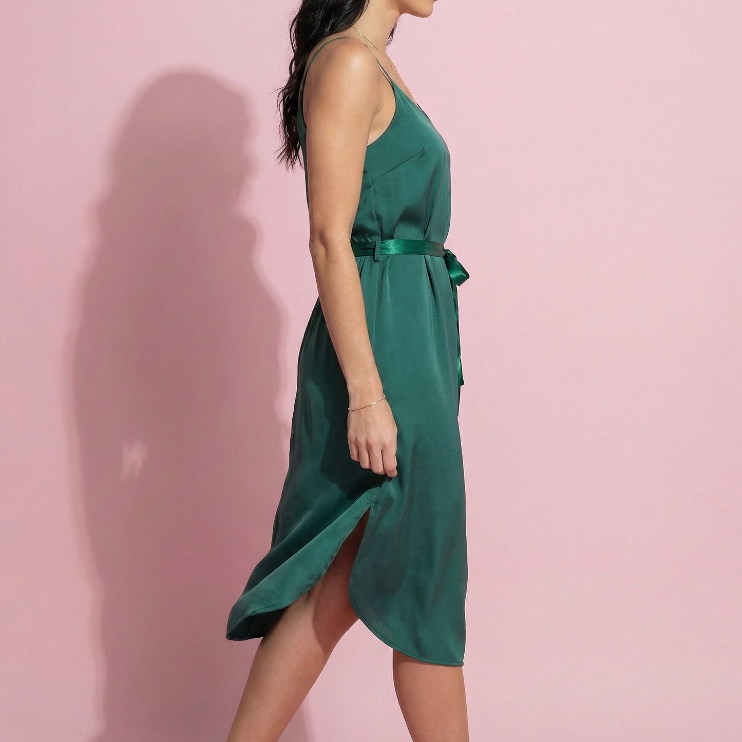 Solid Color Round Hem Dress
