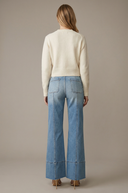 Aurora Tummy Control Eco Friendly Fabric Slim Palazzo Jeans (Medium Wash)