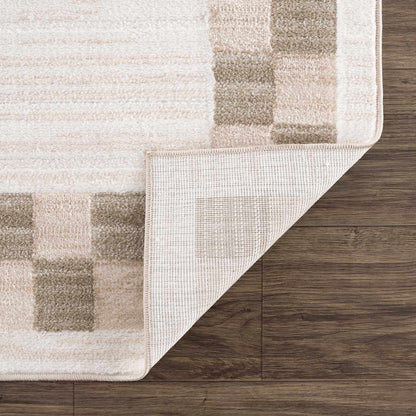 Azrika Beige Checkered Washable Rug
