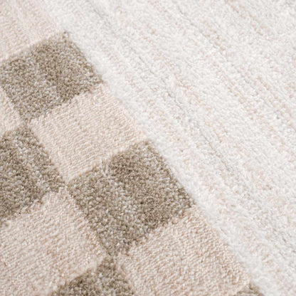 Azrika Beige Checkered Washable Rug