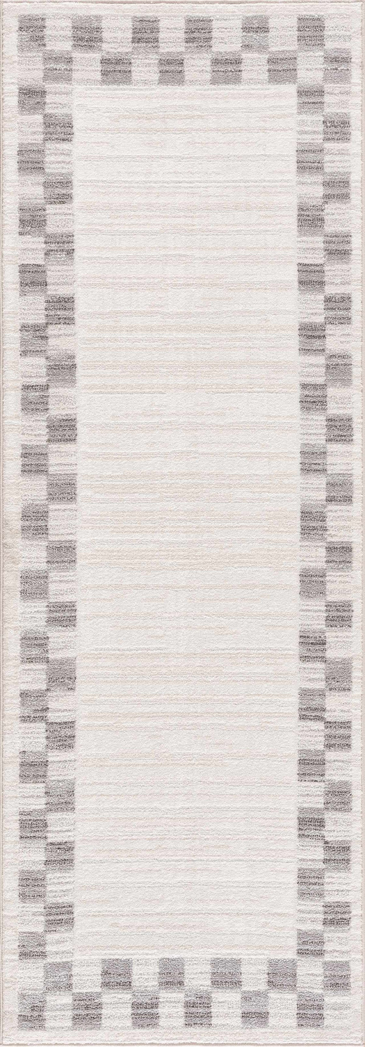 Azrika Gray Checkered Washable Rug