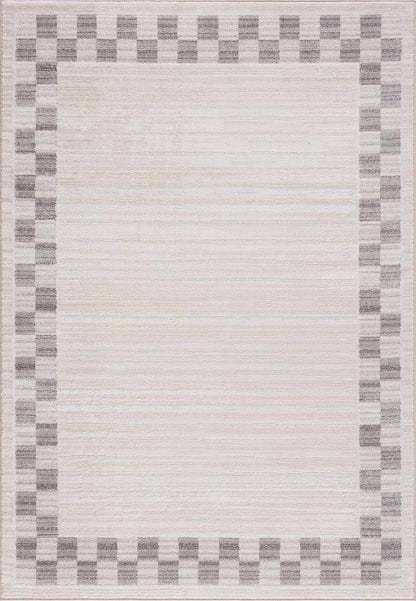 Azrika Gray Checkered Washable Rug
